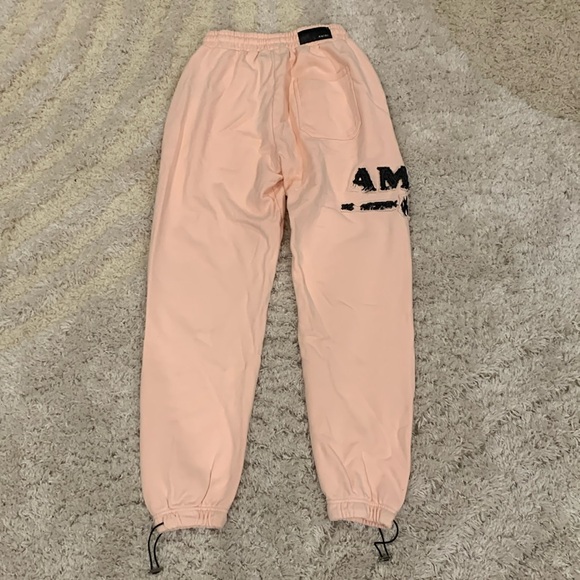 Amiri Distressed Logo Patch Washed Pink Cuffed Sweatpants Men’s size Large - Picture 2 of 2